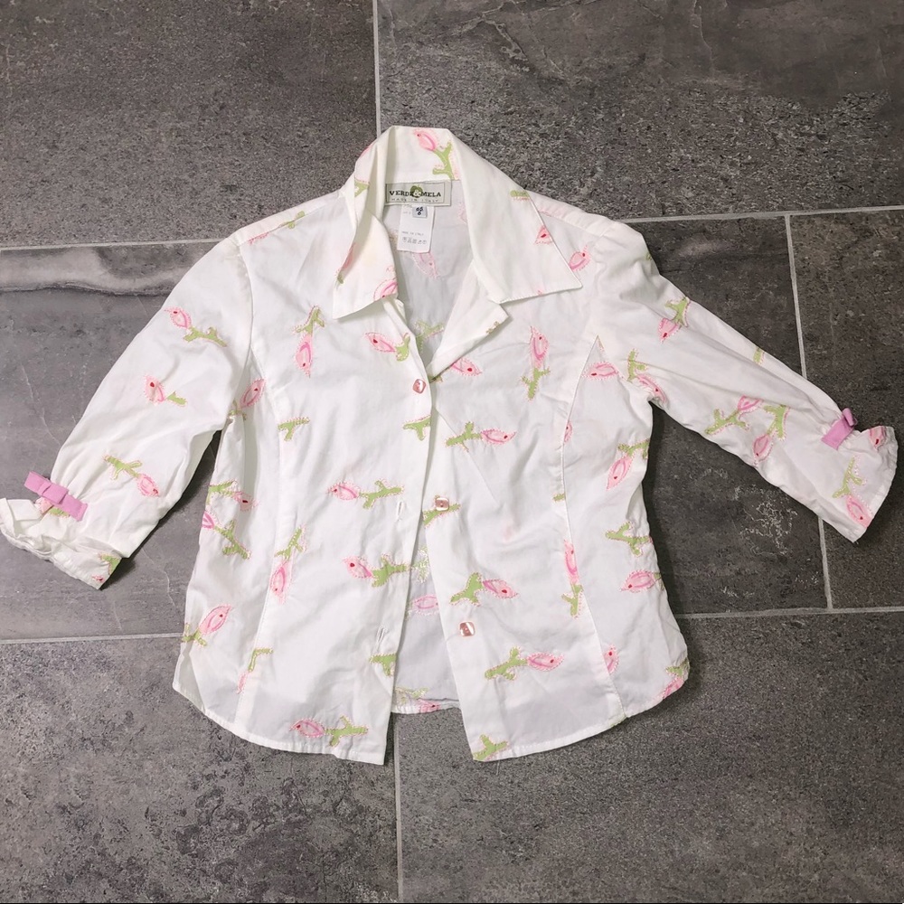 Girls Verde & Mela Button Down Floral Shirt, Size 6 - Picture 2 of 4